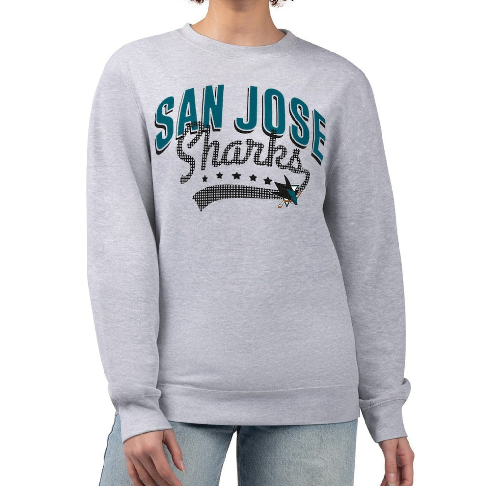 NHL San Jose Sharks G-III 4Her by Carl Banks Women's Filigree Team Graphic Fleece Pullover Sweatshirt - Heather Gray