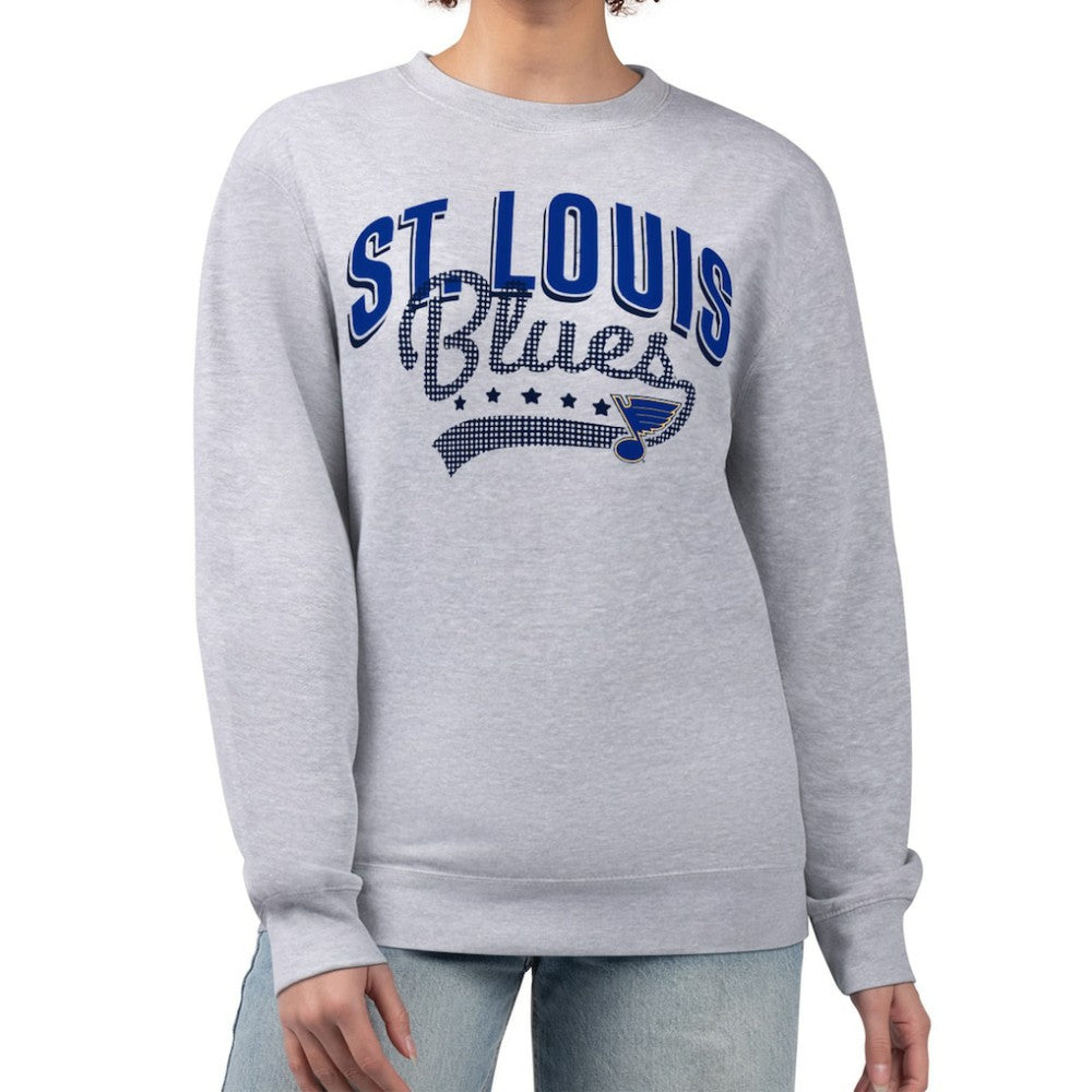 NHL St. Louis Blues G-III 4Her by Carl Banks Women's Filigree Team Graphic Fleece Pullover Sweatshirt - Heather Gray