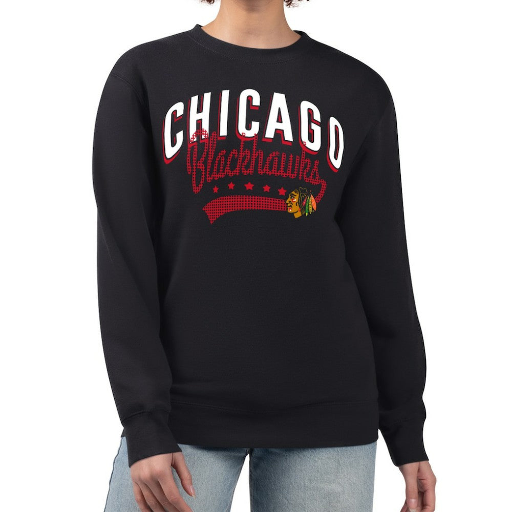 NHL Chicago Blackhawks G-III 4Her by Carl Banks Women's Filigree Team Graphic Fleece Pullover Sweatshirt - Black