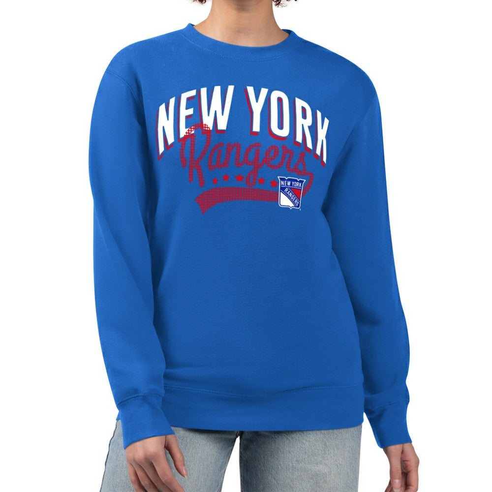 NHL New York Rangers G-III 4Her by Carl Banks Women's Filigree Team Graphic Fleece Pullover Sweatshirt - Blue