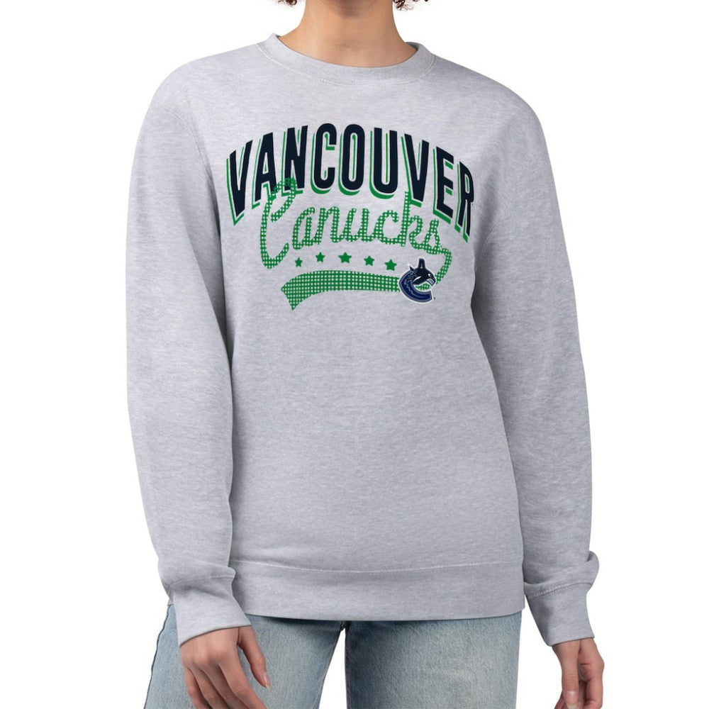 NHL Vancouver Canucks G-III 4Her by Carl Banks Women's Filigree Team Graphic Fleece Pullover Sweatshirt - Heather Gray