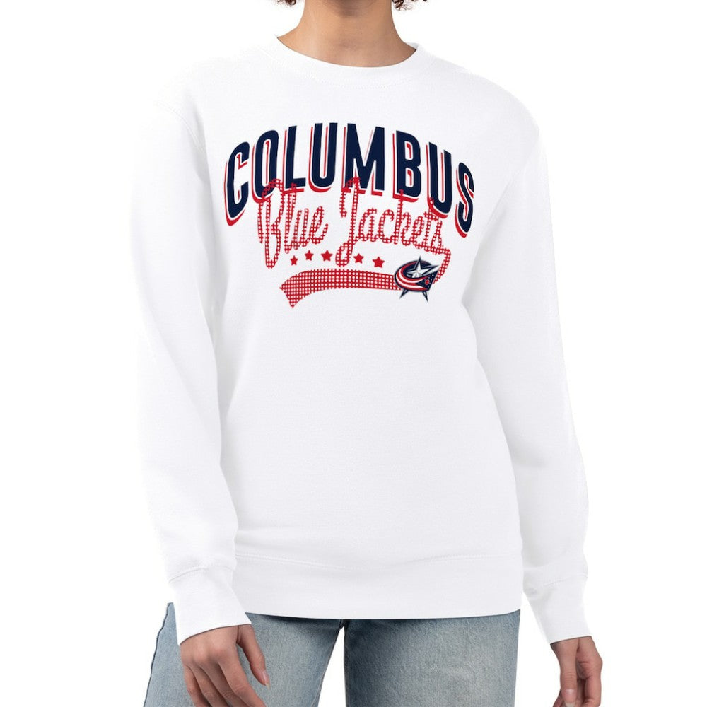 NHL Columbus Blue Jackets G-III 4Her by Carl Banks Women's Filigree Team Graphic Fleece Pullover Sweatshirt - White