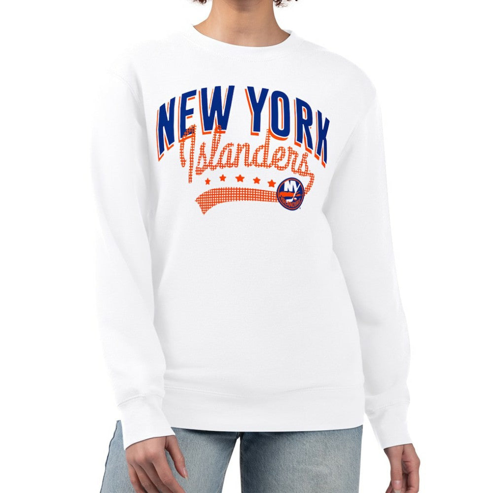 NHL New York Islanders G-III 4Her by Carl Banks Women's Filigree Team Graphic Fleece Pullover Sweatshirt - White