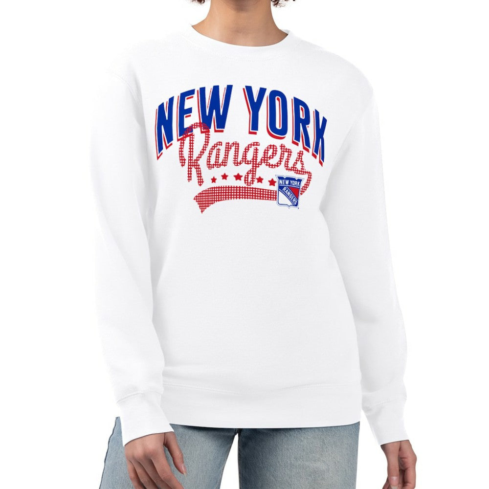 NHL New York Rangers G-III 4Her by Carl Banks Women's Filigree Team Graphic Fleece Pullover Sweatshirt - White