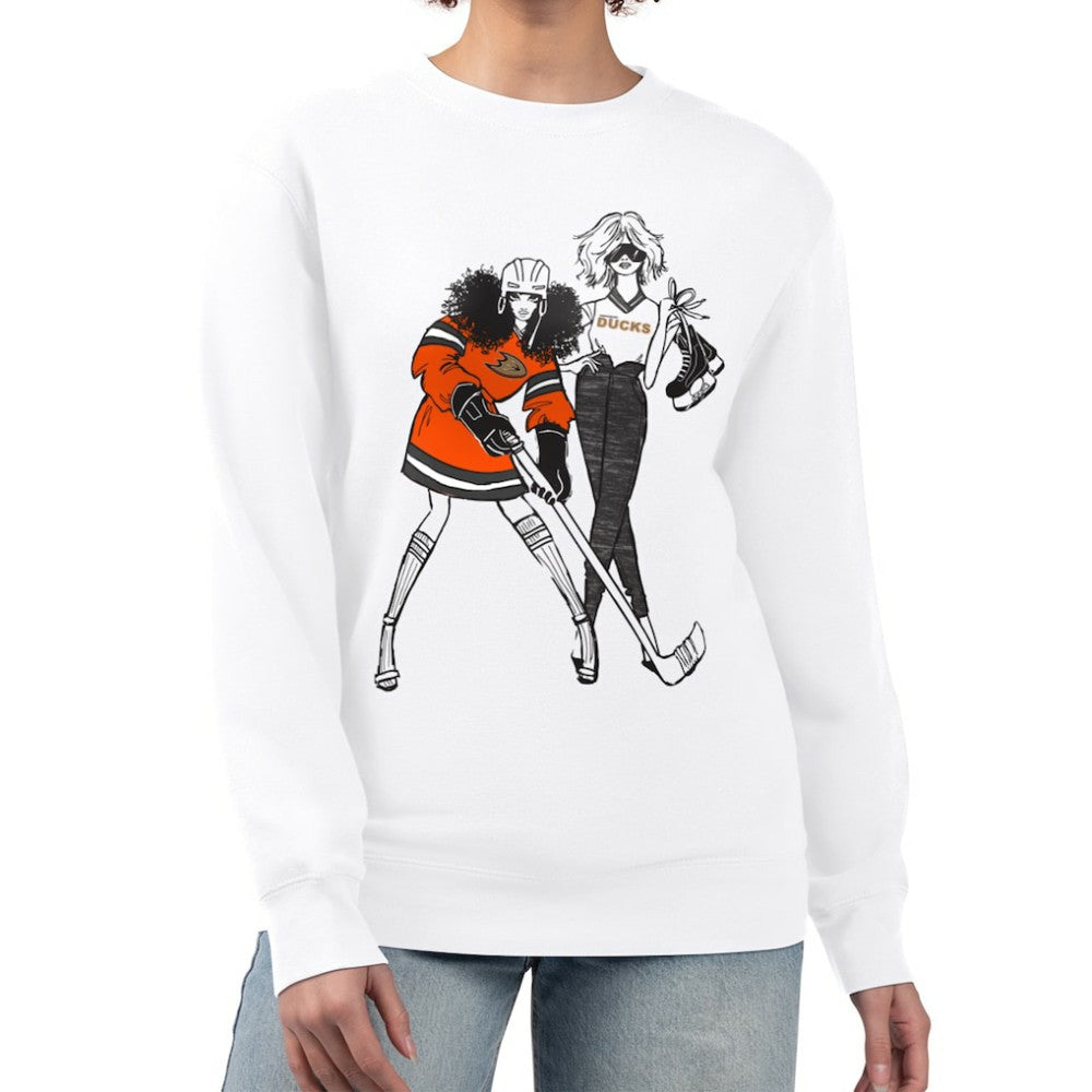 NHL Anaheim Ducks G-III 4Her by Carl Banks Women's Hockey Girls Team Graphic Fleece Pullover Sweatshirt - White