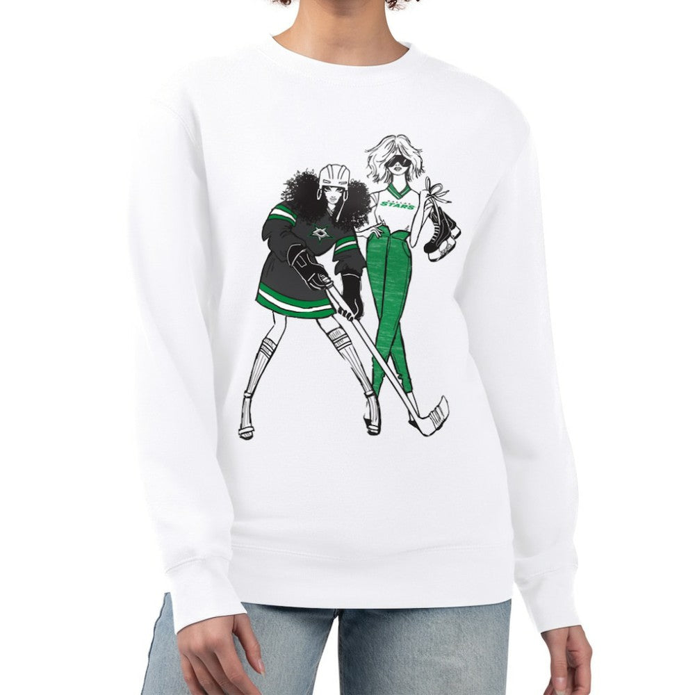 NHL Dallas Stars G-III 4Her by Carl Banks Women's Hockey Girls Team Graphic Fleece Pullover Sweatshirt - White