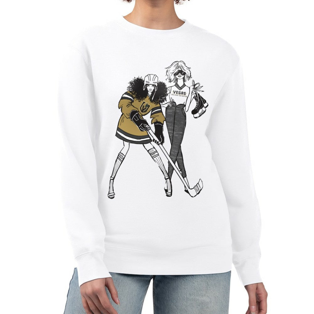 NHL Vegas Golden Knights G-III 4Her by Carl Banks Women's Hockey Girls Team Graphic Fleece Pullover Sweatshirt - White