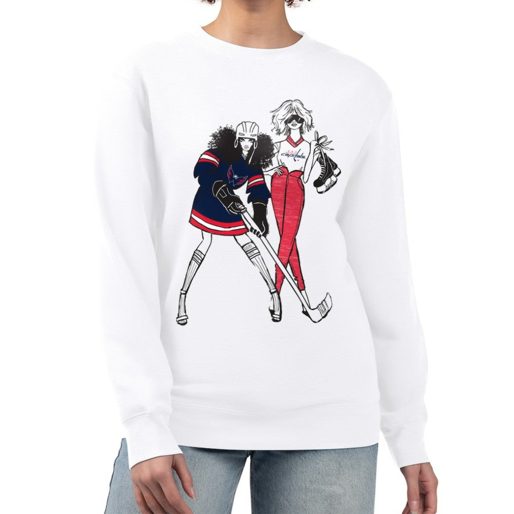 NHL Washington Capitals G-III 4Her by Carl Banks Women's Hockey Girls Team Graphic Fleece Pullover Sweatshirt - White