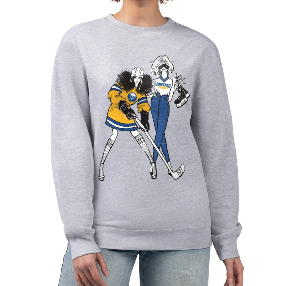NHL Buffalo Sabres G-III 4Her by Carl Banks Women's Hockey Girls Team Graphic Fleece Pullover Sweatshirt - Heather Gray