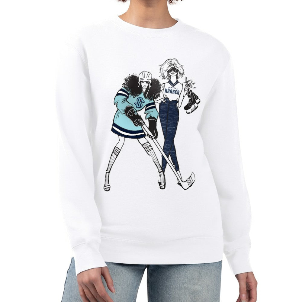 NHL Seattle Kraken G-III 4Her by Carl Banks Women's Hockey Girls Team Graphic Fleece Pullover Sweatshirt - White