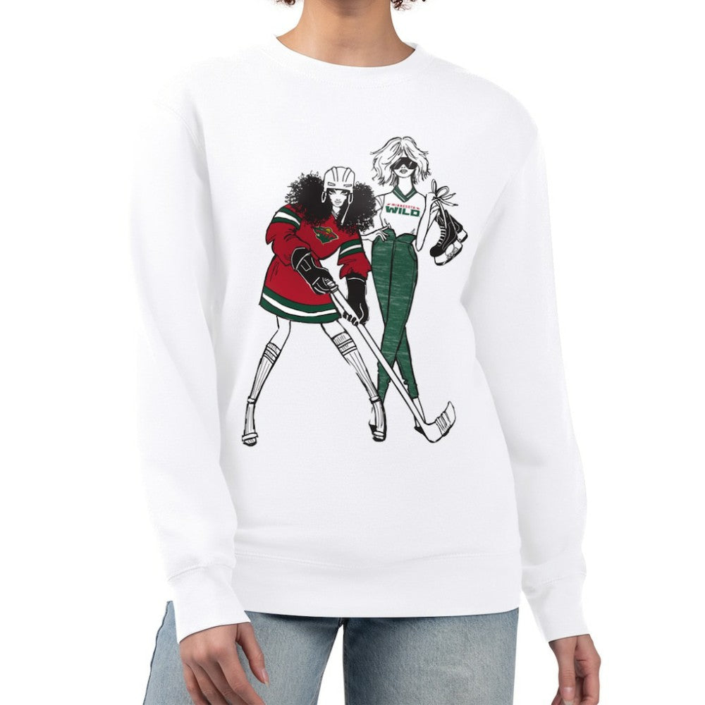 NHL Minnesota Wild G-III 4Her by Carl Banks Women's Hockey Girls Team Graphic Fleece Pullover Sweatshirt - White