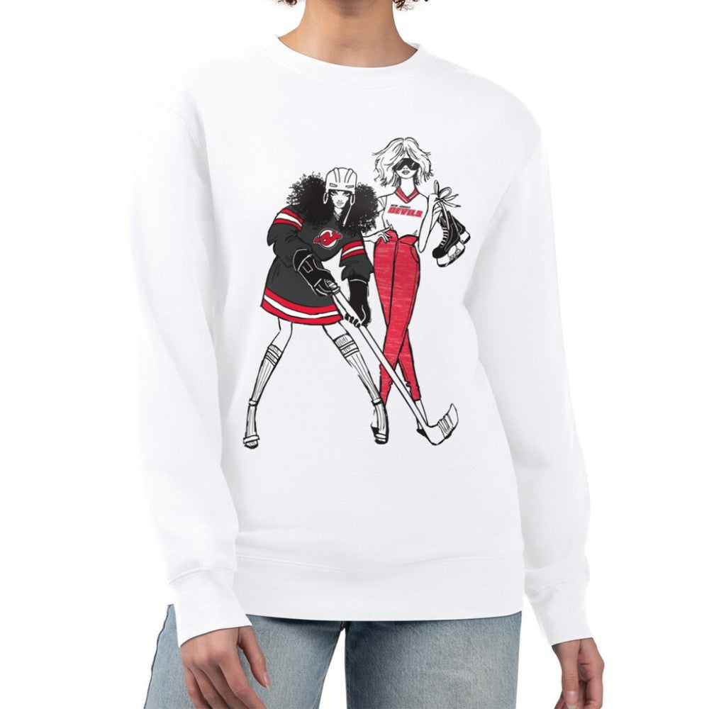 NHL New Jersey Devils G-III 4Her by Carl Banks Women's Hockey Girls Team Graphic Fleece Pullover Sweatshirt - White