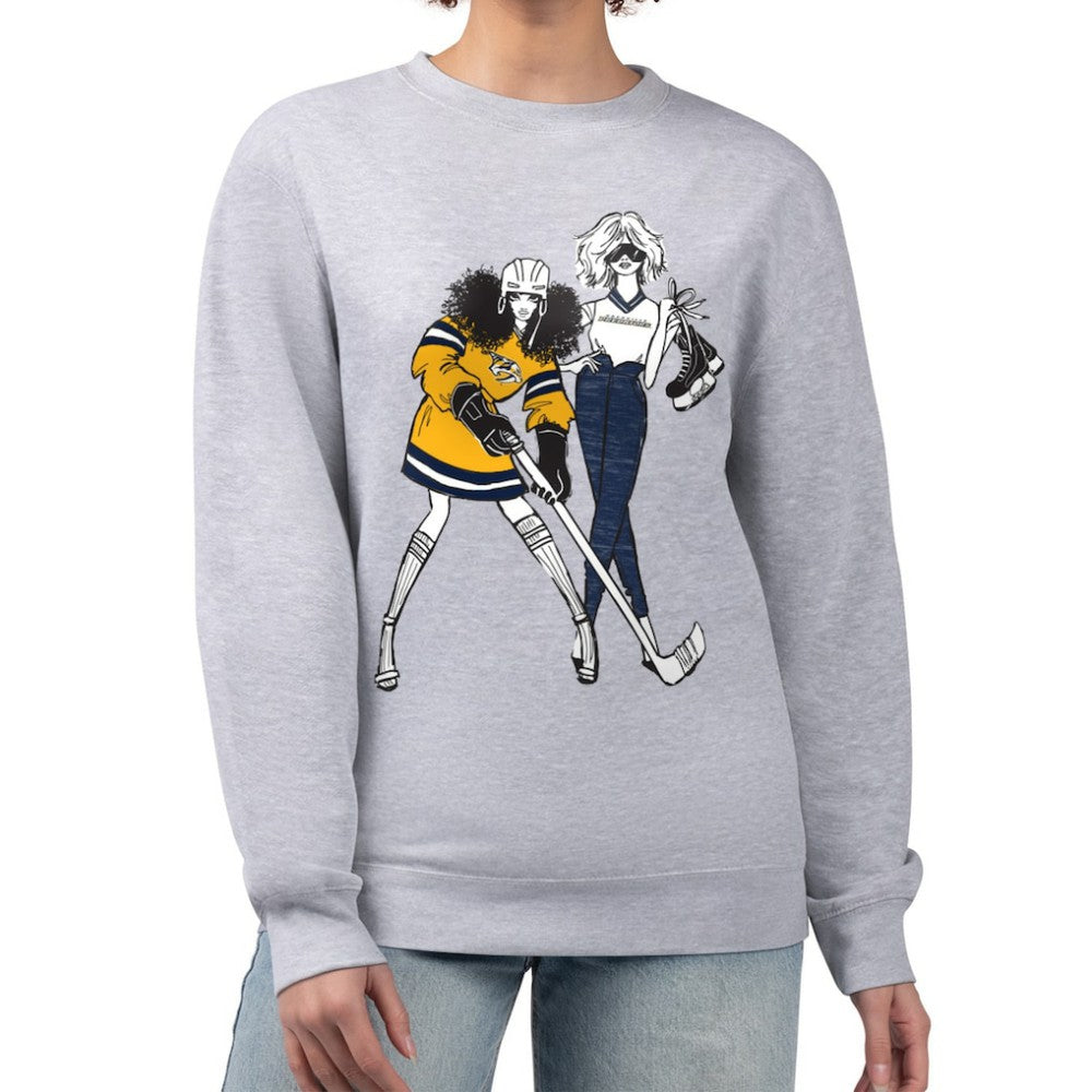 NHL Nashville Predators G-III 4Her by Carl Banks Women's Hockey Girls Team Graphic Fleece Pullover Sweatshirt - Heather Gray