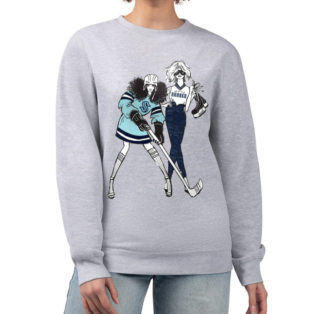 NHL Seattle Kraken G-III 4Her by Carl Banks Women's Hockey Girls Team Graphic Fleece Pullover Sweatshirt - Heather Gray