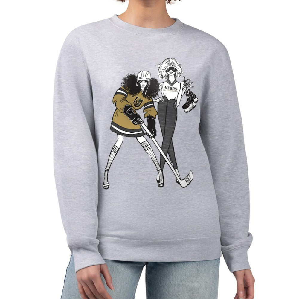 NHL Vegas Golden Knights G-III 4Her by Carl Banks Women's Hockey Girls Team Graphic Fleece Pullover Sweatshirt - Heather Gray