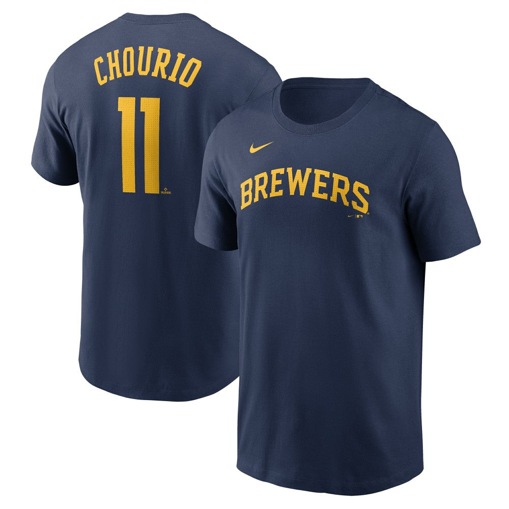 Jackson Chourio Milwaukee Brewers Nike Fuse Name & Number T-Shirt - Navy T-shirts