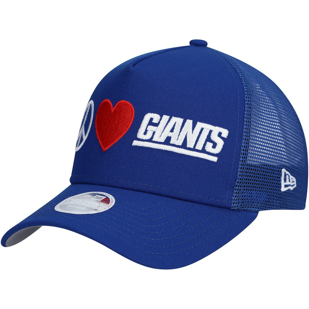 New York Giants New Era Women's Peace & Love Trucker 9FORTY Adjustable Hat Royal