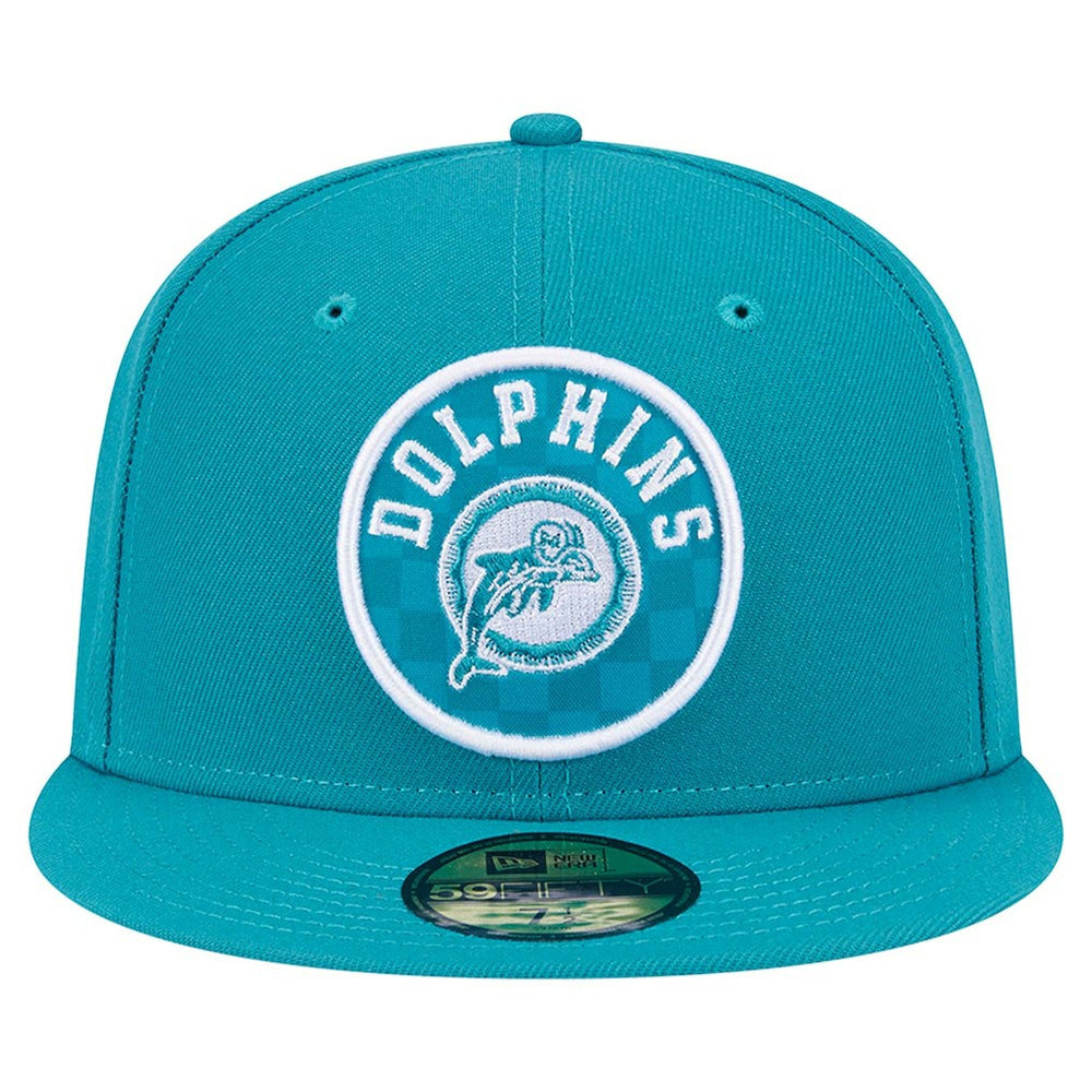 Miami Dolphins New Era Checkered 59FIFTY Fitted Hat Aqua