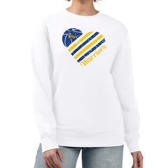 Golden State Warriors G-III 4Her by Carl Banks Women's Heart Graphic Fleece Pullover Sweatshirt White