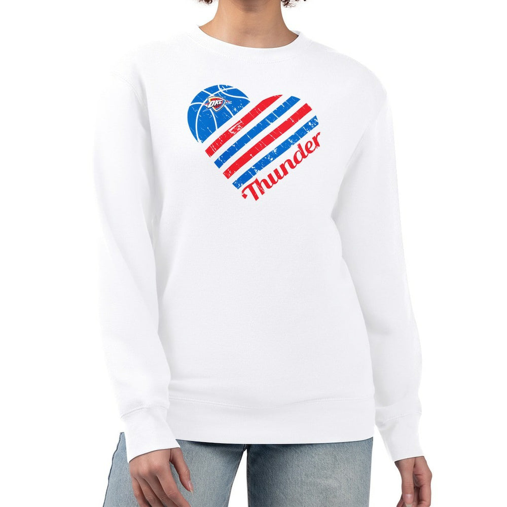 Oklahoma City Thunder G-III 4Her by Carl Banks Women's Heart Graphic Fleece Pullover Sweatshirt White
