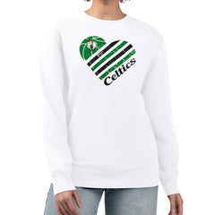 Boston Celtics G-III 4Her by Carl Banks Women's Heart Graphic Fleece Pullover Sweatshirt White