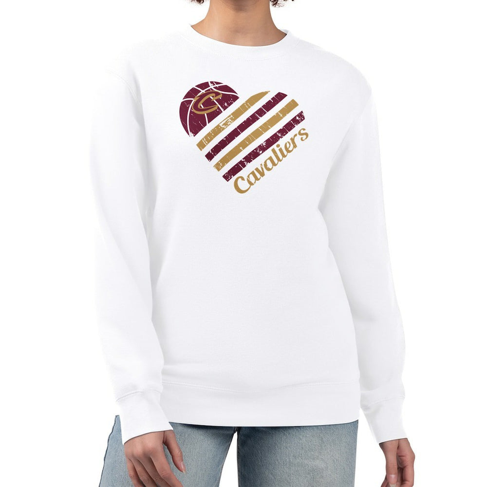 Cleveland Cavaliers G-III 4Her by Carl Banks Women's Heart Graphic Fleece Pullover Sweatshirt White