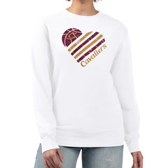 Cleveland Cavaliers G-III 4Her by Carl Banks Women's Heart Graphic Fleece Pullover Sweatshirt White