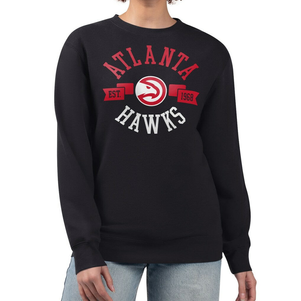 Atlanta Hawks G-III 4Her by Carl Banks Women's Large Team Logo Graphic Fleece Pullover Sweatshirt Black