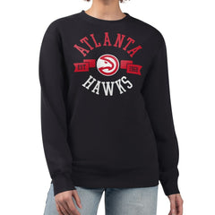 Atlanta Hawks G-III 4Her by Carl Banks Women's Large Team Logo Graphic Fleece Pullover Sweatshirt Black