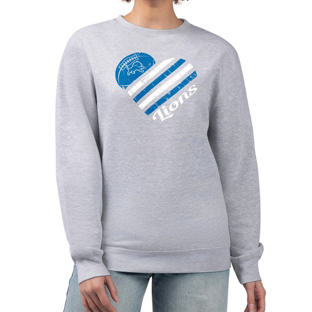 Detroit Lions G-III 4Her by Carl Banks Women's Heart Graphic Fleece Pullover Sweatshirt Heather Gray