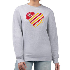 Kansas City Chiefs G-III 4Her by Carl Banks Women's Heart Graphic Fleece Pullover Sweatshirt Heather Gray