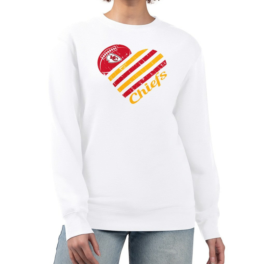 Kansas City Chiefs G-III 4Her by Carl Banks Women's Heart Graphic Fleece Pullover Sweatshirt White