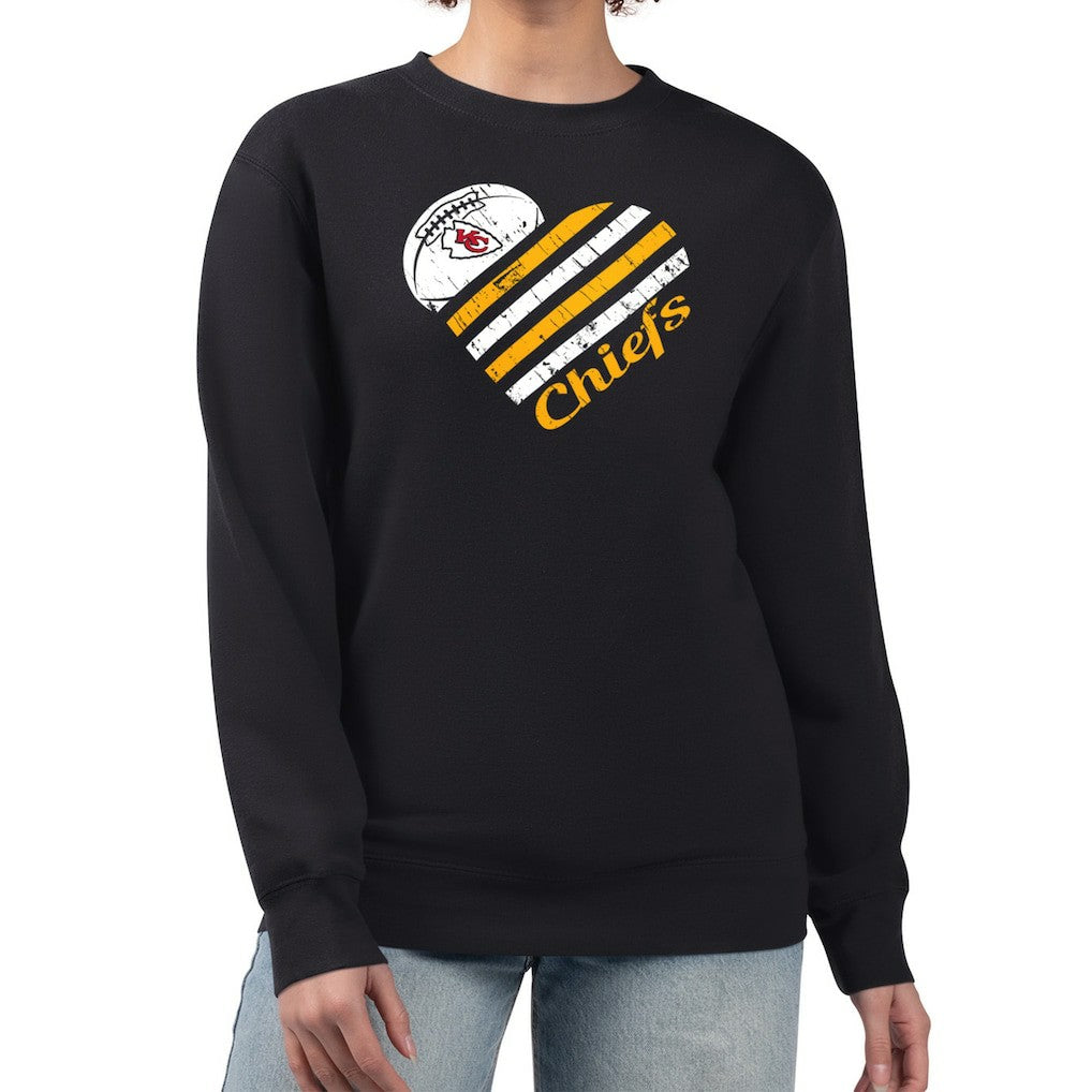 Kansas City Chiefs G-III 4Her by Carl Banks Women's Heart Graphic Fleece Pullover Sweatshirt Black
