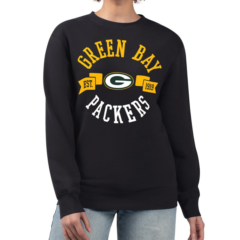 Green Bay Packers G-III 4Her by Carl Banks Women's Large Team Graphic Fleece Pullover Sweatshirt Black