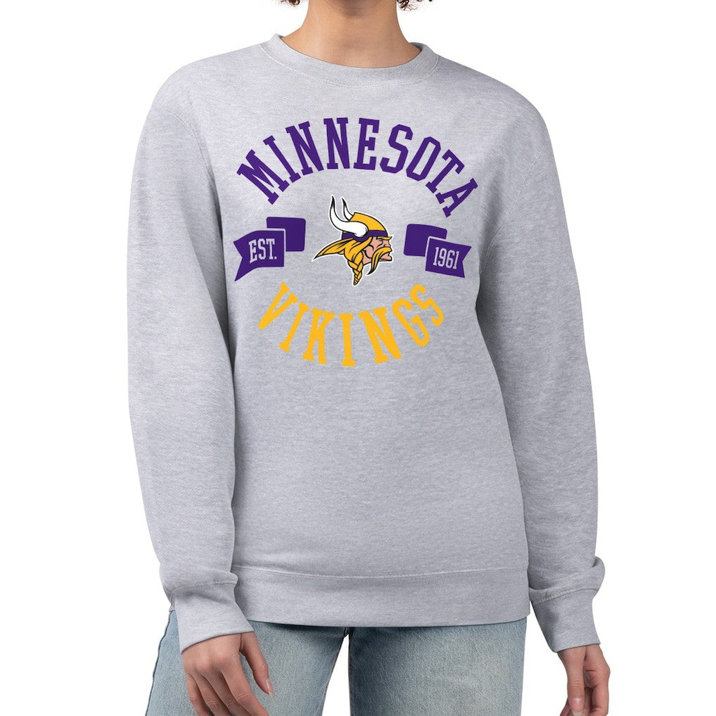 Minnesota Vikings G-III 4Her by Carl Banks Women's Large Team Graphic Fleece Pullover Sweatshirt Heather Gray