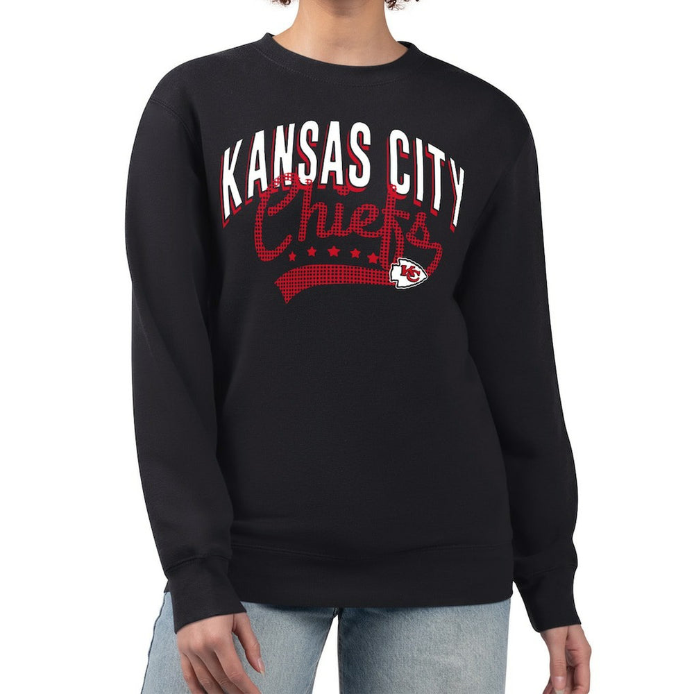Kansas City Chiefs G-III 4Her by Carl Banks Women's Filigree Logo Graphic Fleece Pullover Sweatshirt Black