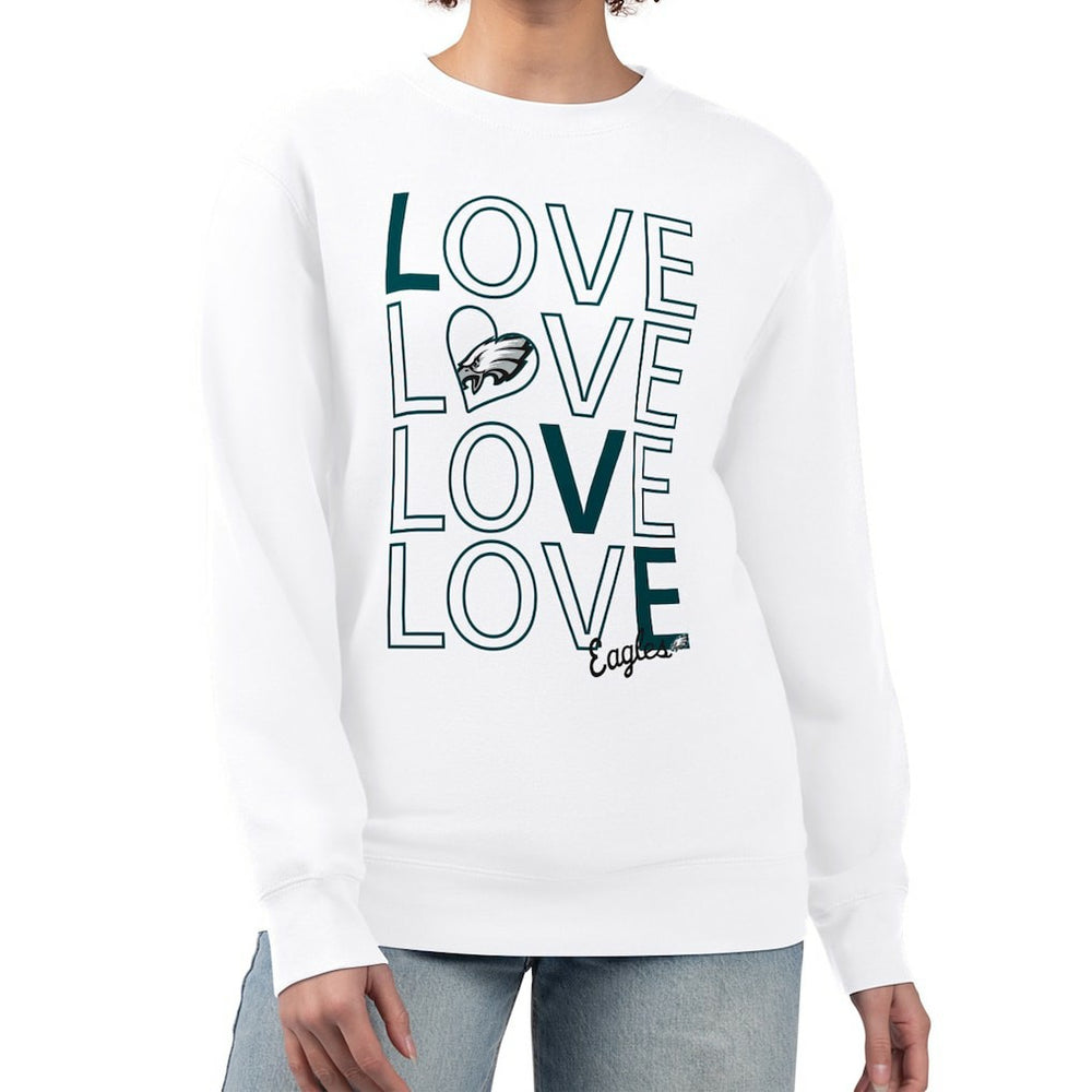 Philadelphia Eagles G-III 4Her by Carl Banks Women's Lots of Love Graphic Fleece Pullover Sweatshirt White