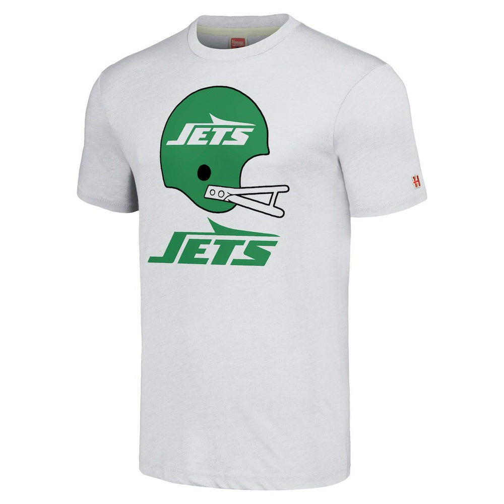 New York Jets Homage Unisex Big Helmet Tri-Blend T-Shirt White