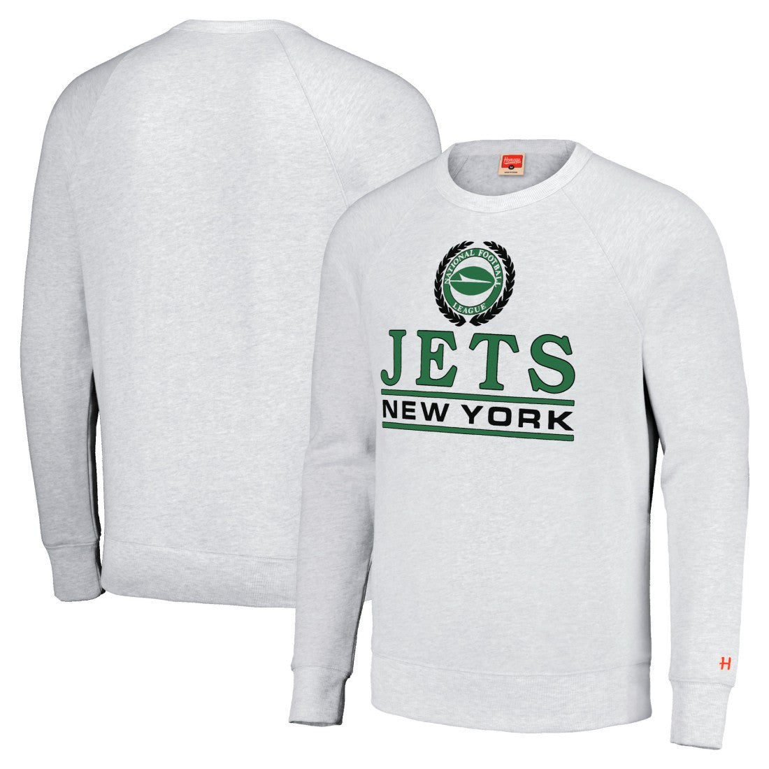 New York Jets Homage Unisex Crest Tri-Blend Crewneck Pullover Sweatshirt White