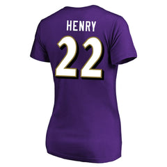 Derrick Henry Baltimore Ravens Women's Plus Size Fair Catch Name & Number Scoop Neck T-Shirt Purple