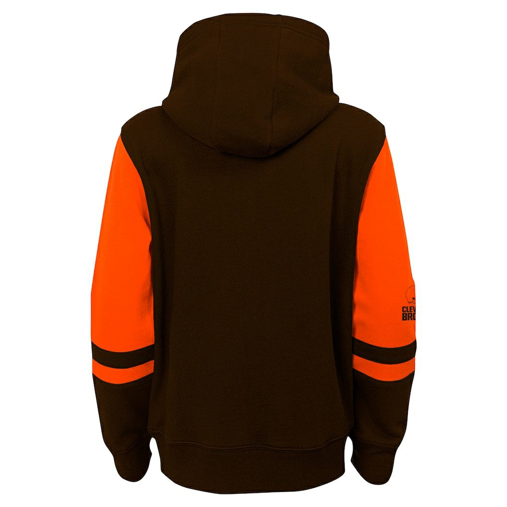 Cleveland Browns Youth Stadium Color-Block Full-Zip Hoodie Brown