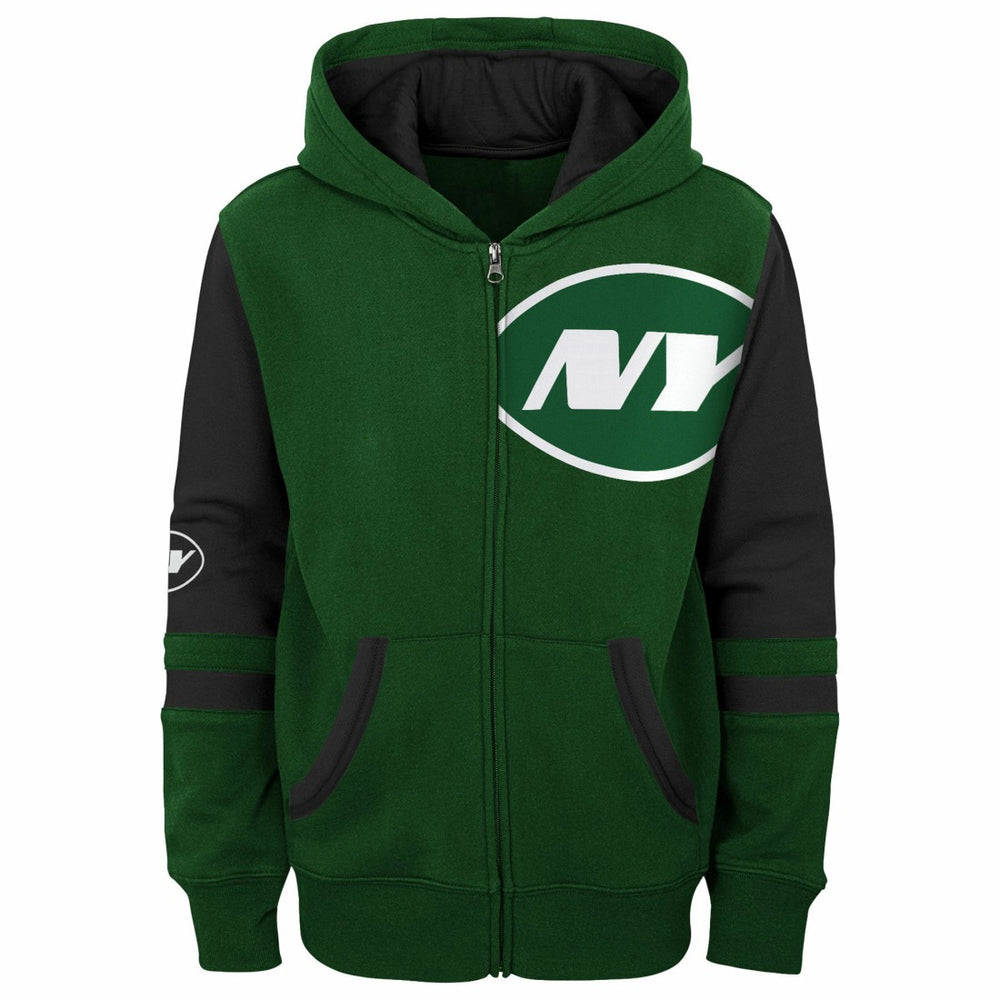 New York Jets Youth Stadium Color-Block Full-Zip Hoodie Green