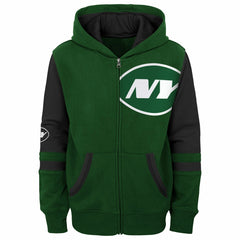 New York Jets Youth Stadium Color-Block Full-Zip Hoodie Green