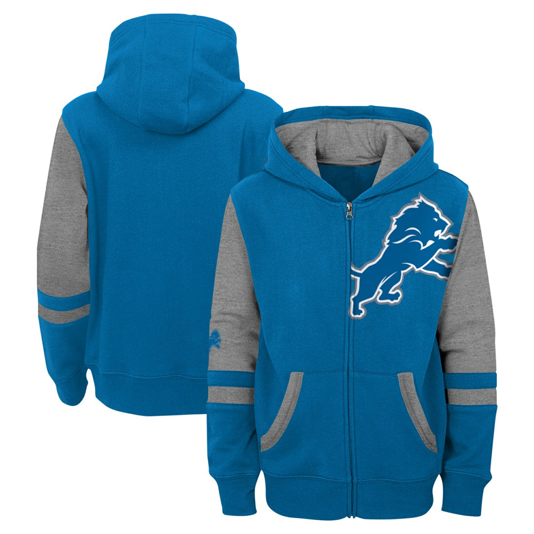 Detroit Lions Youth Stadium Color-Block Full-Zip Hoodie Blue