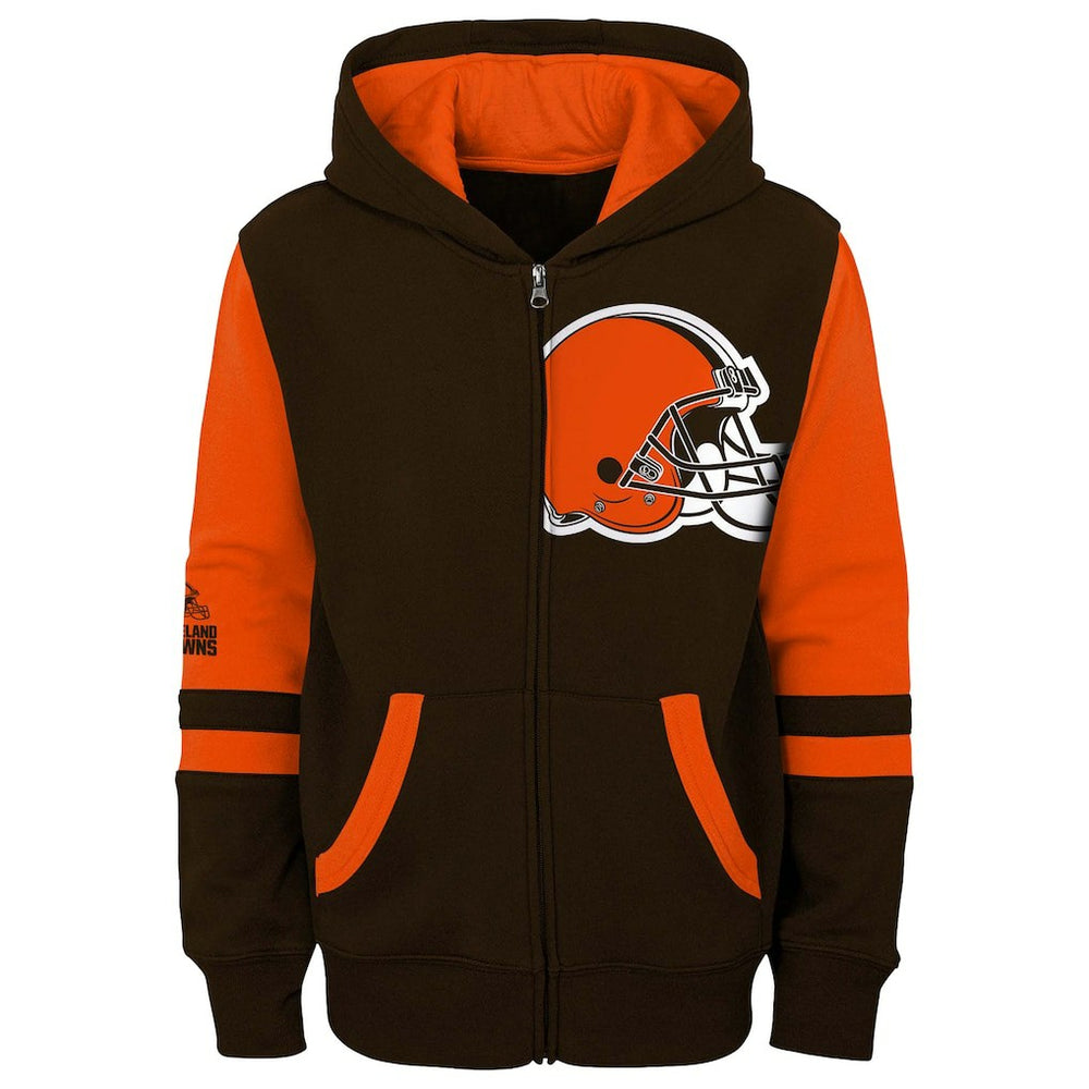 Cleveland Browns Preschool Stadium Color Block Full-Zip Hoodie Brown