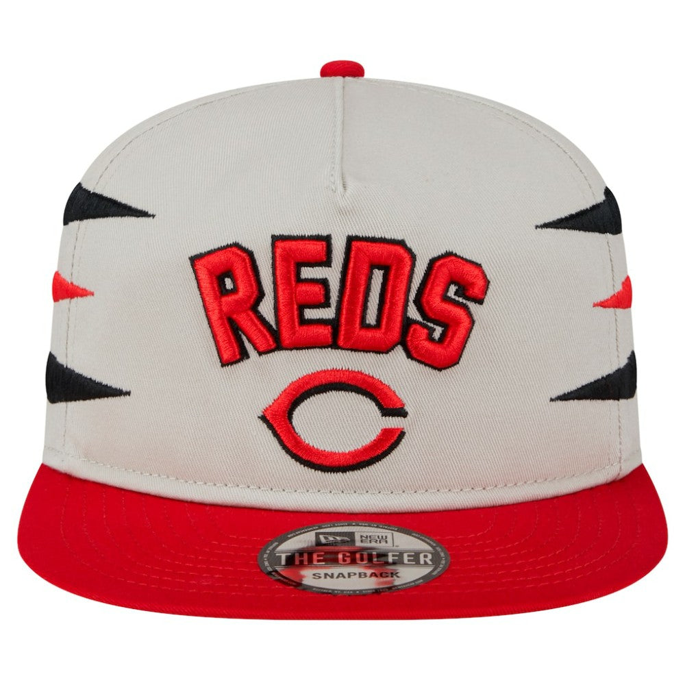 Cincinnati Reds New Era Iron Golfer Snapback Hat - Cream Hats