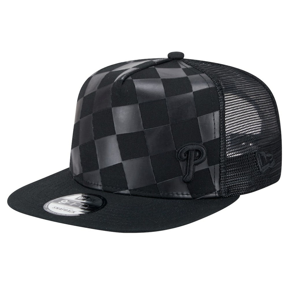 Philadelphia Phillies New Era Score Check 9FIFTY A-Frame Trucker Snapback Hat - Black Hats
