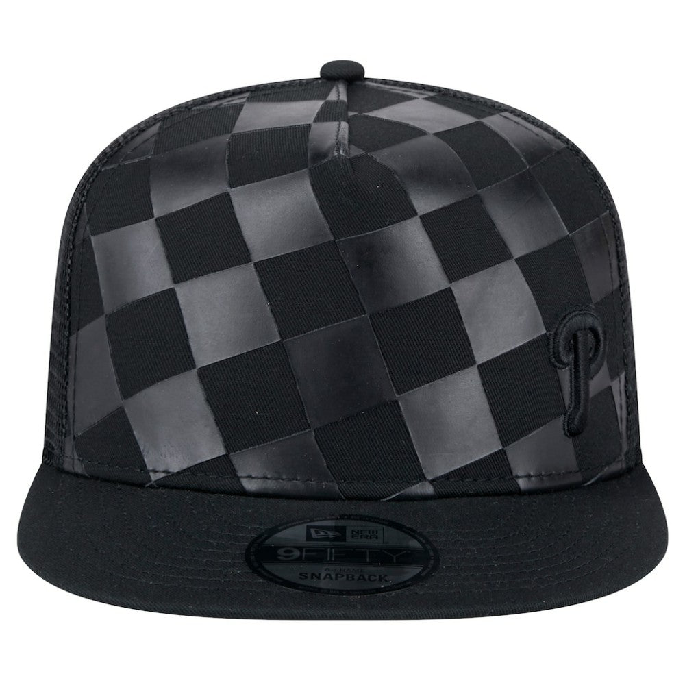Philadelphia Phillies New Era Score Check 9FIFTY A-Frame Trucker Snapback Hat - Black Hats