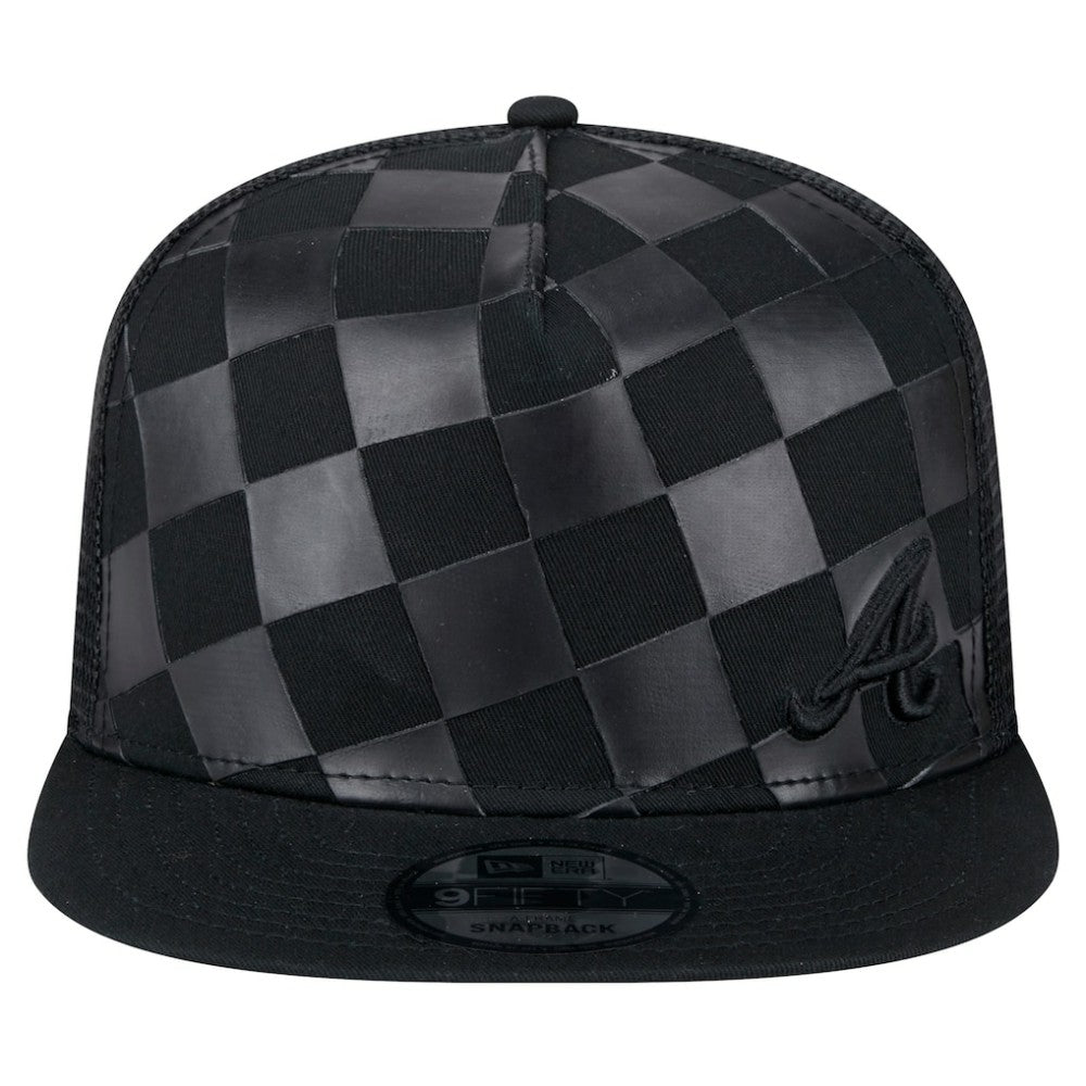 Atlanta Braves New Era Score Check A-Frame Trucker 9FIFTY Snapback Hat - Black Hats