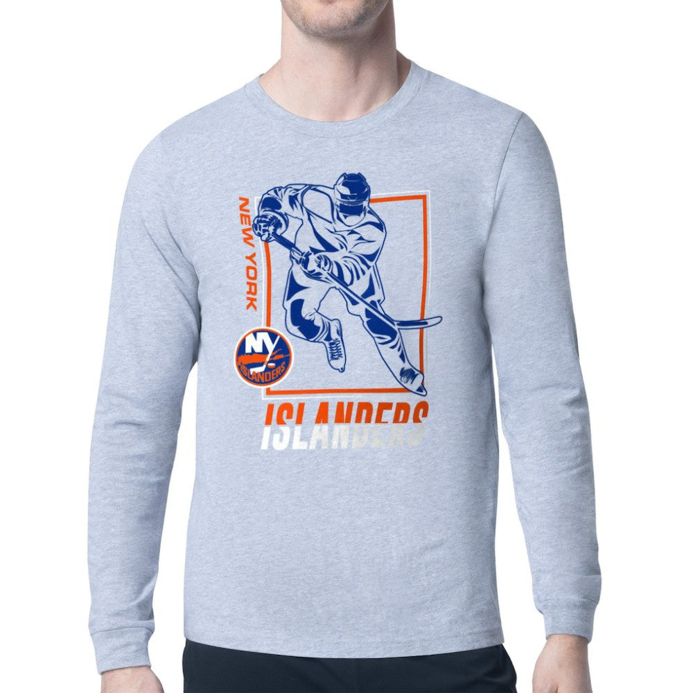 NHL New York Islanders Starter Player Grid Long Sleeve T-Shirt - Heather Gray